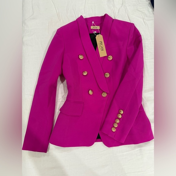 PEGASI Double Breasted Blazer & Pants Suit Set - Pink Berry - Picture 10 of 10
